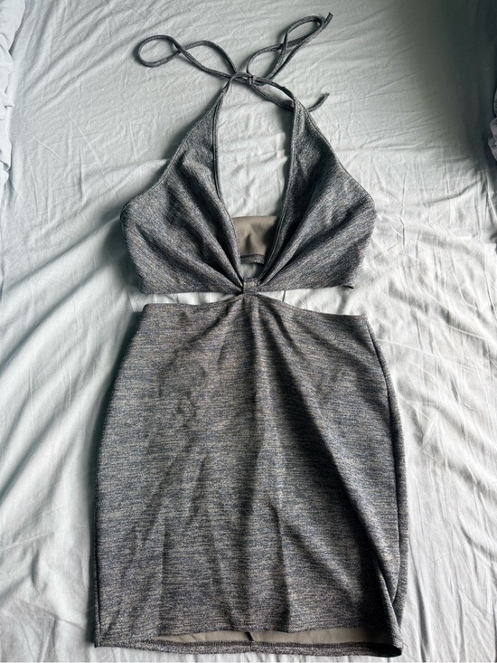 Blue Blush Dresses & Skirts - Blue Blush Metallic Gray Halter Bodycon Dress